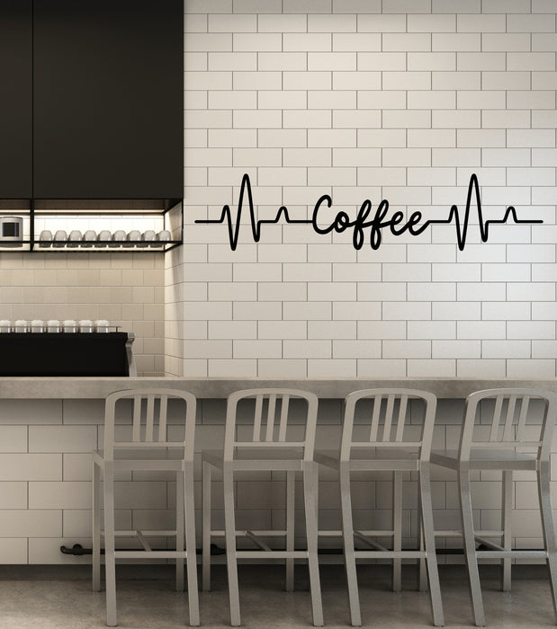 Vinyl Wall Decal Kitchen Coffee Words Cardiogram Coffee House Cafe Stickers Mural (g7230)