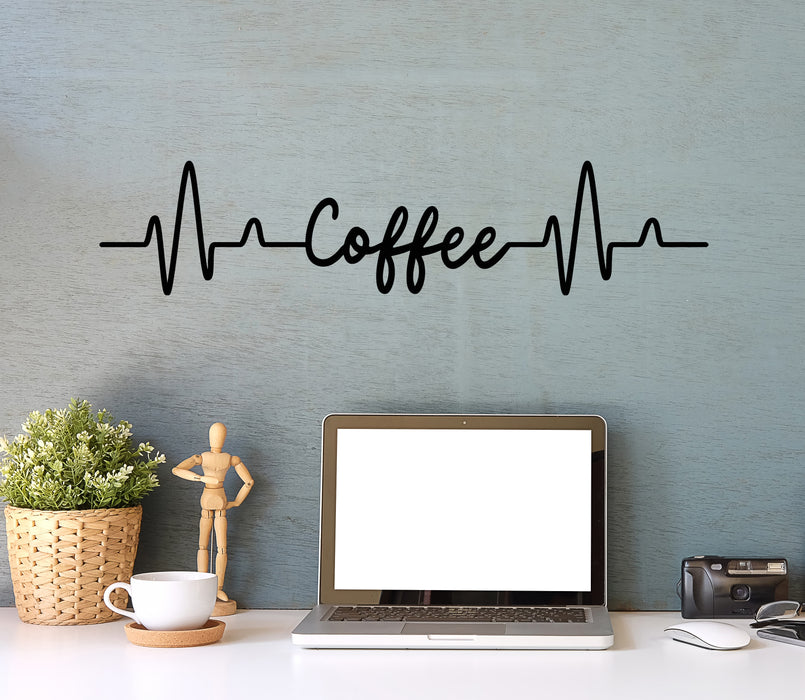 Vinyl Wall Decal Kitchen Coffee Words Cardiogram Coffee House Cafe Stickers Mural (g7230)