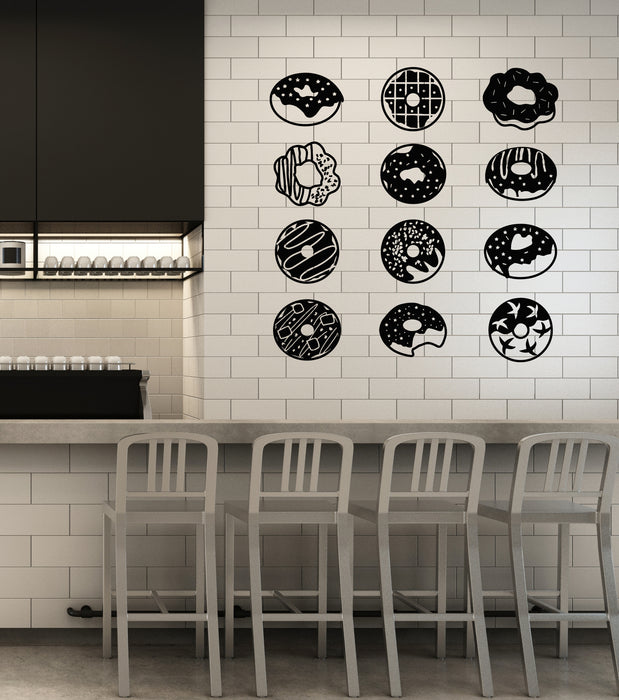 Vinyl Wall Decal Donuts Dessert Kitchen Confectionery Sweet Shop Food Stickers Mural (g8021)