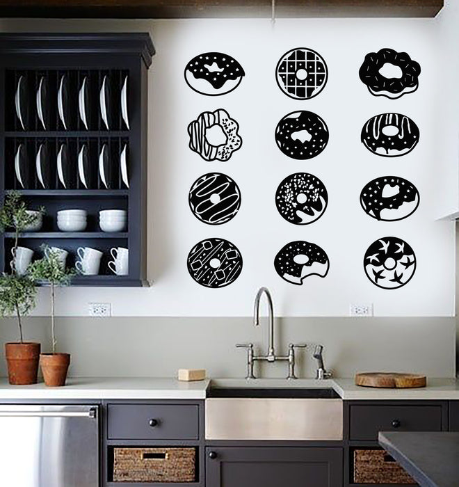 Vinyl Wall Decal Donuts Dessert Kitchen Confectionery Sweet Shop Food Stickers Mural (g8021)