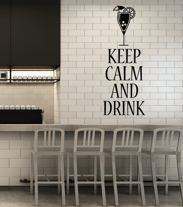 Vinyl Wall Decal Keep Calm And Drink Alcohol Cocktail Bar Pab Stickers Mural (g6922)