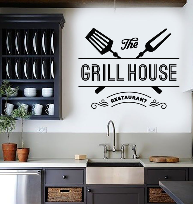 Vinyl Wall Decal Restaurant Meat Beef Forks Grill House Menu Steak Stickers Mural (g6195)