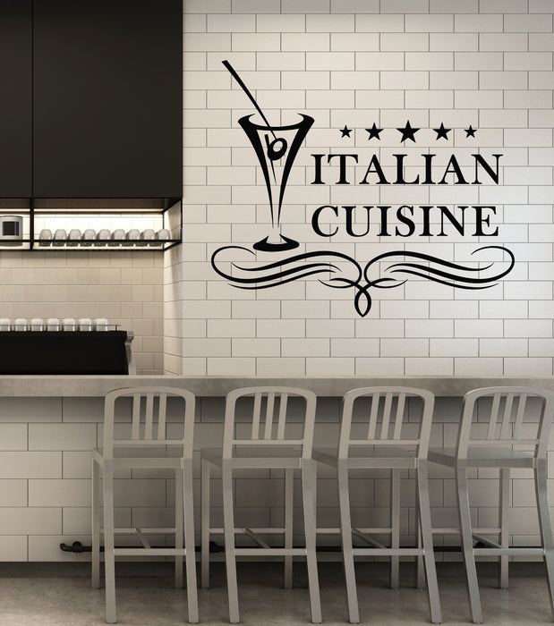 Vinyl Wall Decal Kitchen Decor Italian Cuisine Food Drinking Stickers Mural (g7036)