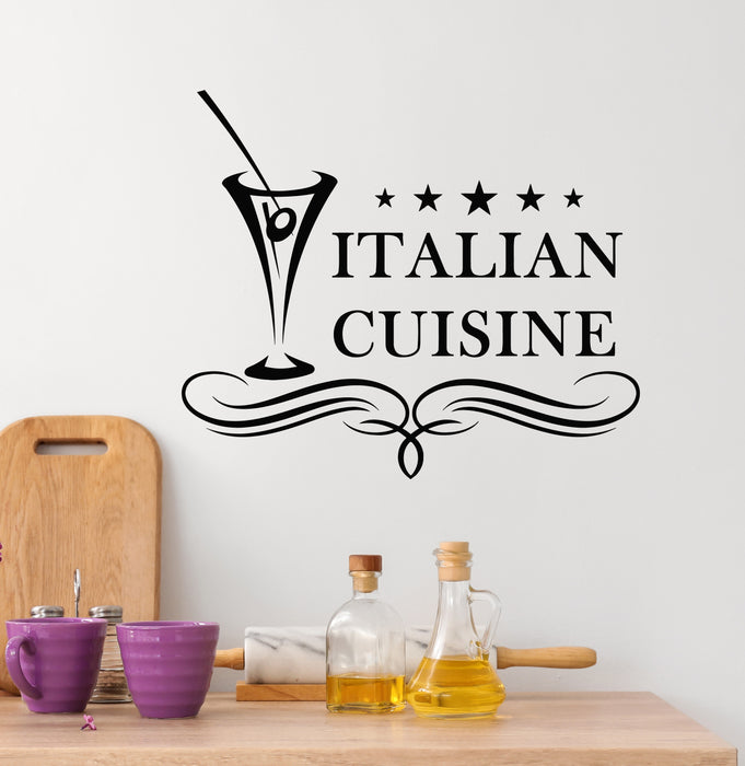 Vinyl Wall Decal Kitchen Decor Italian Cuisine Food Drinking Stickers Mural (g7036)