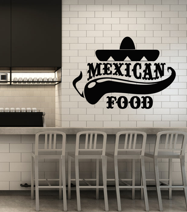 Vinyl Wall Decal Kitchen Mexican Food Sombrero Chili Pepper Stickers Mural (g5164)