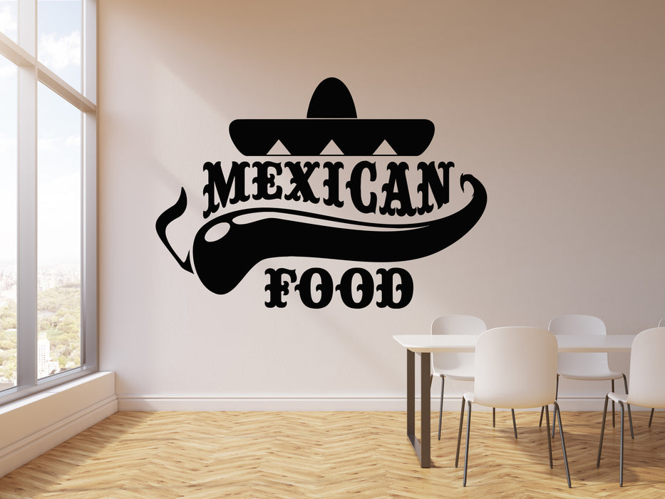 Vinyl Wall Decal Kitchen Mexican Food Sombrero Chili Pepper Stickers Mural (g5164)