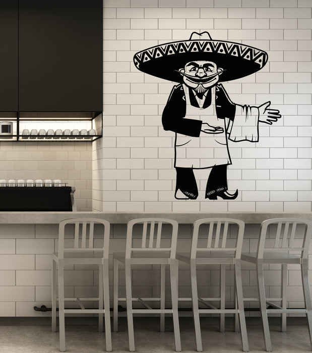 Vinyl Wall Decal Mexican Chef Sombrero Kitchen Mexican Food Stickers Mural (g7839)