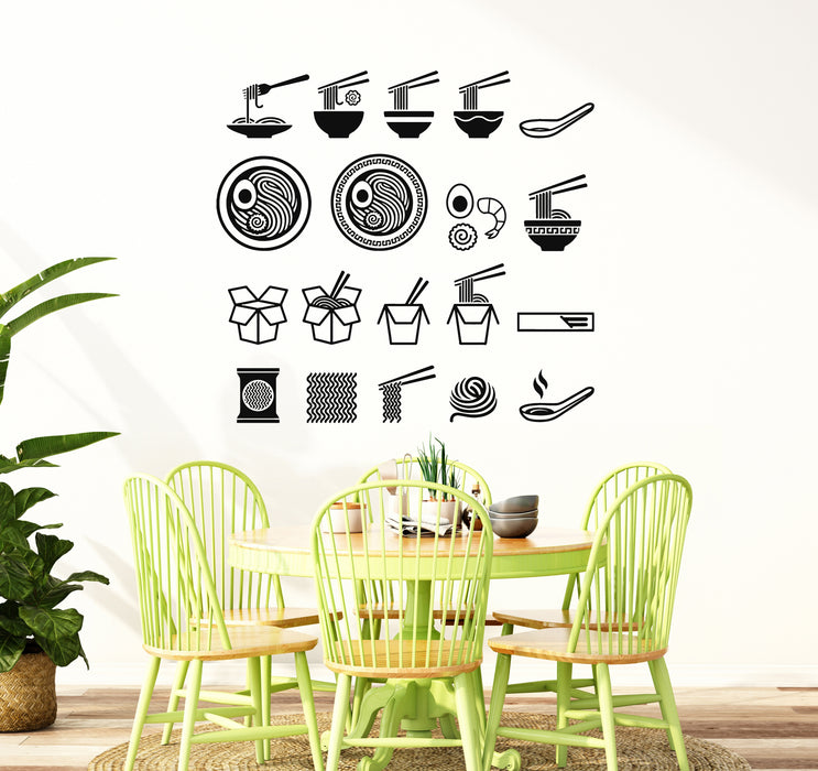 Vinyl Wall Decal Bowl Of Spaghetti Pasta Noodle Cafe Restaurant Stickers Mural (g7376)