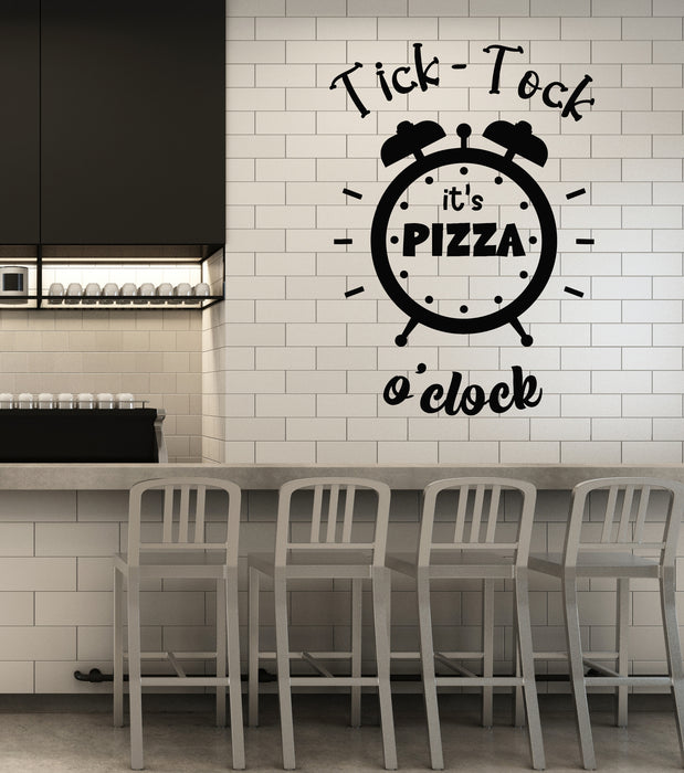 Vinyl Wall Decal Kitchen O'clock Alarm It's Pizza Time Pizzeria Stickers Mural (g7237)