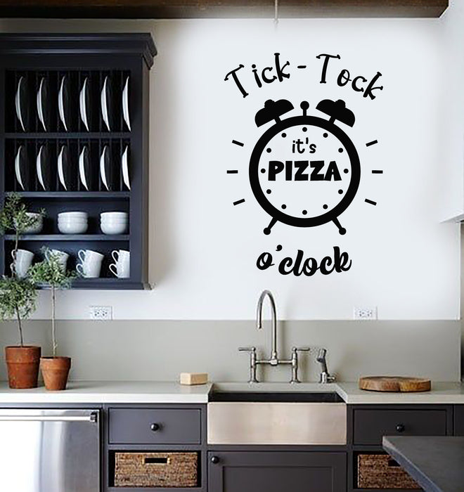 Vinyl Wall Decal Kitchen O'clock Alarm It's Pizza Time Pizzeria Stickers Mural (g7237)