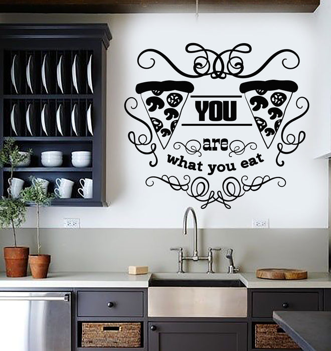 Vinyl Wall Decal Kitchen Phrase Pizza Slice Pizzeria Store Stickers Mural (g5884)