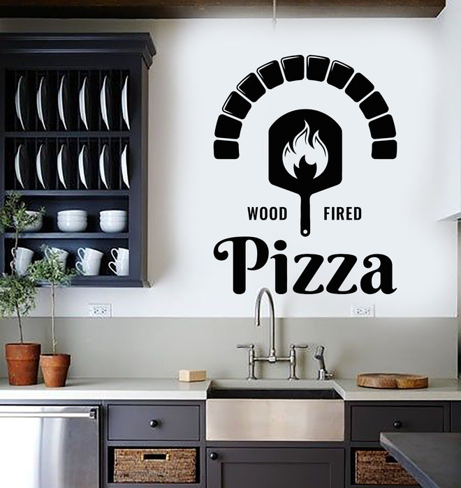 Vinyl Wall Decal Pizza Wood Fired Kitchen Pizzeria Tasty Food Stickers Mural (g7198)