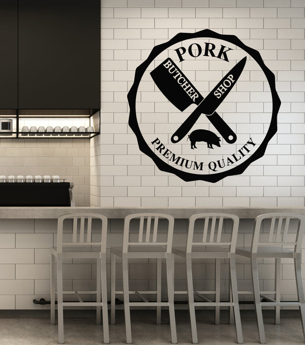 Vinyl Wall Decal Butcher Shop Kitchen Pork Knives Premium Quality Stickers Mural (g7385)