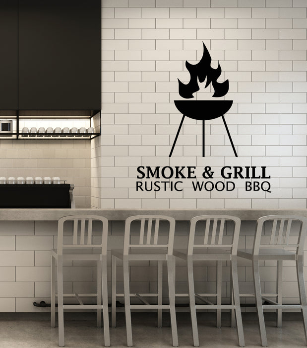 Vinyl Wall Decal Kitchen Rustic Food Smoke And Grill Menu Stickers Mural (g7478)
