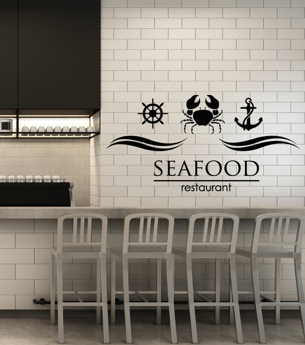 Vinyl Wall Decal Sea Anchor Wheel Seafood Products Restaurant Fresh Fish Stickers Mural (g7002)