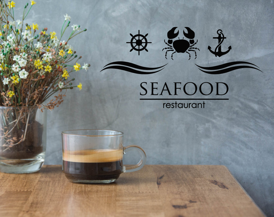 Vinyl Wall Decal Sea Anchor Wheel Seafood Products Restaurant Fresh Fish Stickers Mural (g7002)