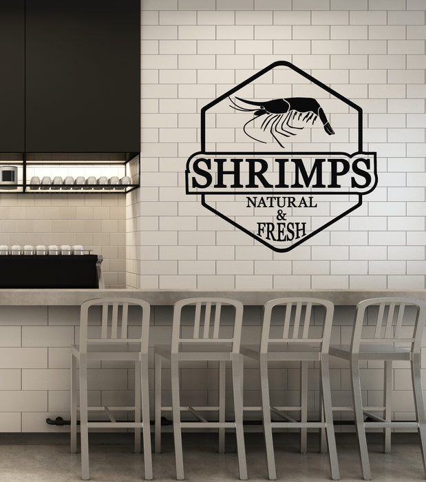 Vinyl Wall Decal Shrimps Natural Fresh Sea Restaurant Cafe Stickers Mural (g7381)