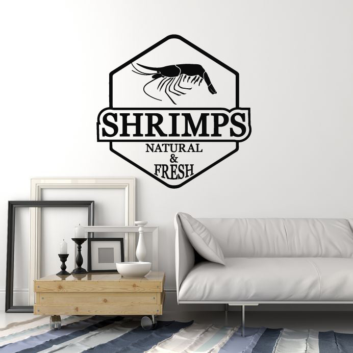 Vinyl Wall Decal Shrimps Natural Fresh Sea Restaurant Cafe Stickers Mural (g7381)