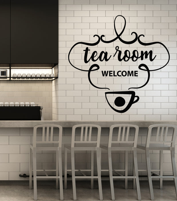Vinyl Wall Decal Kitchen Tea Room Welcome Tea Cup House Stickers Mural (g6465)