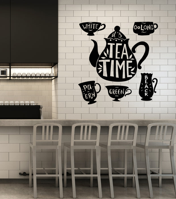 Vinyl Wall Decal Tea Time Kitchen Decor Home Dining Room Stickers Mural (g6390)