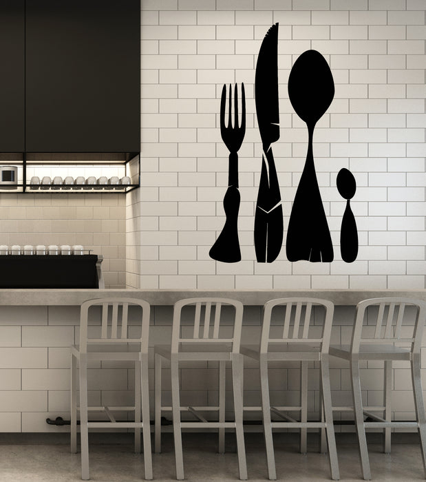 Vinyl Wall Decal Kitchen Utensils Collection Flatware Cutlery Restaurant Stickers Mural (g2870)