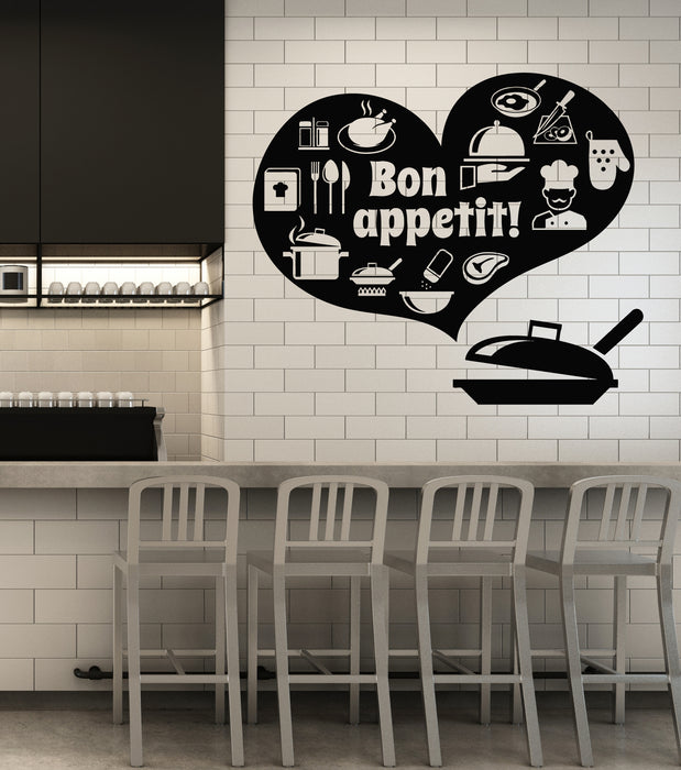 Vinyl Wall Decal Bon appetit Words Restaurant Kitchen Dining Room Stickers Mural (g2977)