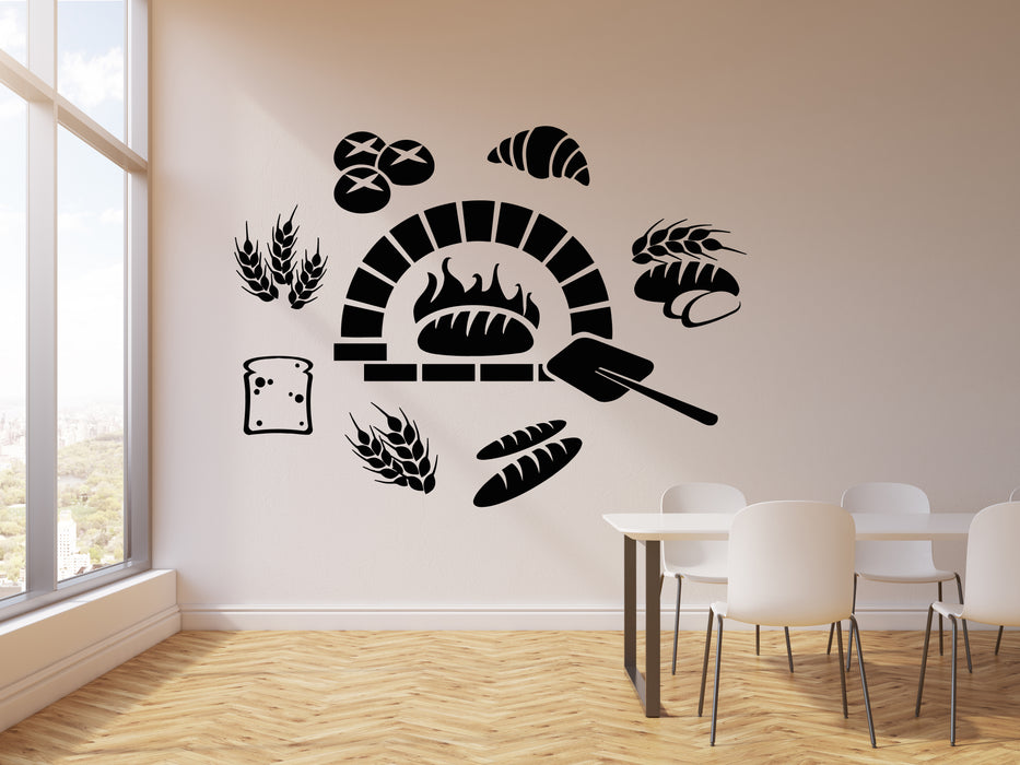 Vinyl Wall Decal Bakehouse Bakery Oven Fresh Bread Shop Stickers Mural (g5592)