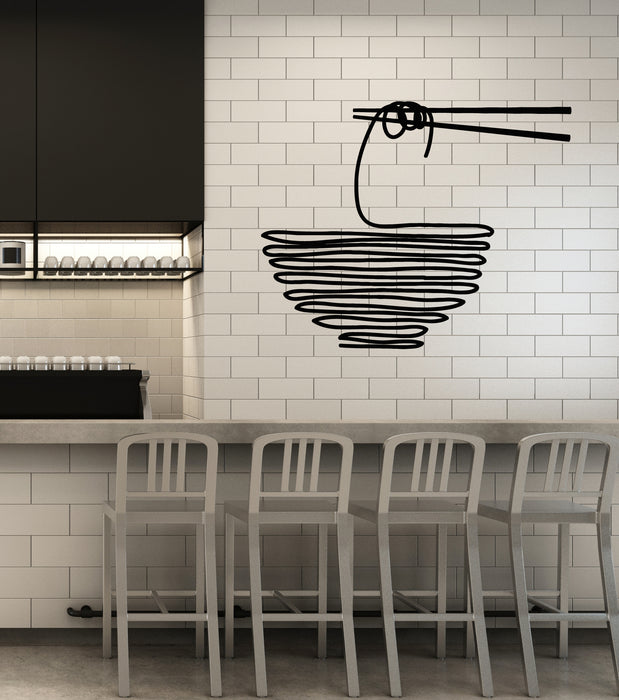 Vinyl Wall Decal Noodles Kitchen Cafe Abstract Plate Food Stickers Mural (g6425)