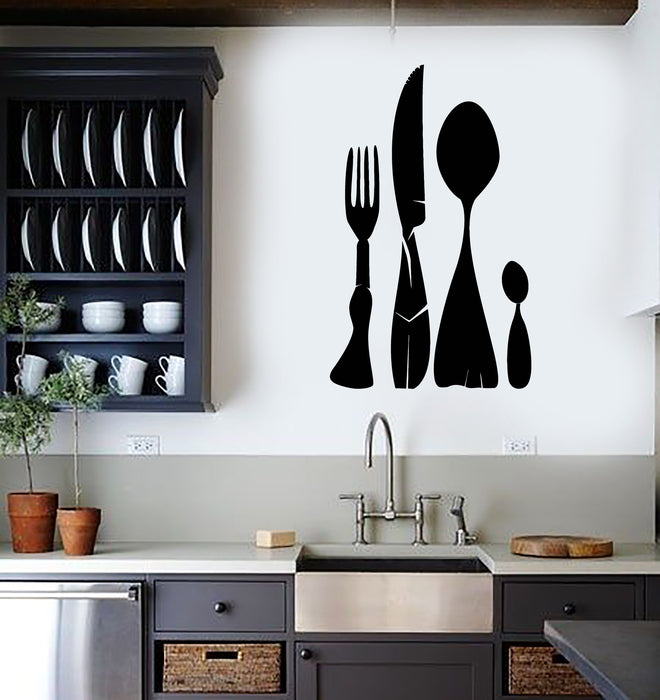 Vinyl Wall Decal Kitchen Utensils Collection Flatware Cutlery Restaurant Stickers Mural (g2870)