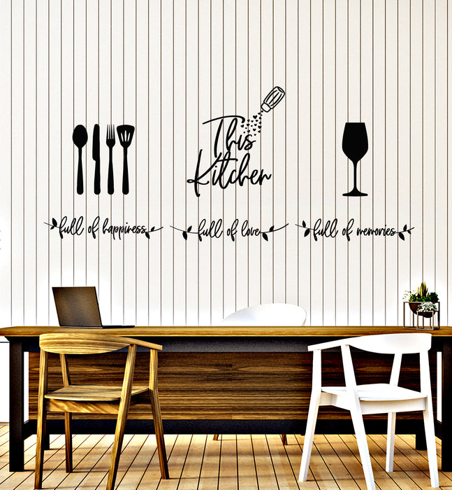 Vinyl Wall Decal Kitchen Utensils Interior Happiness Love Memories Stickers Mural (g5257)