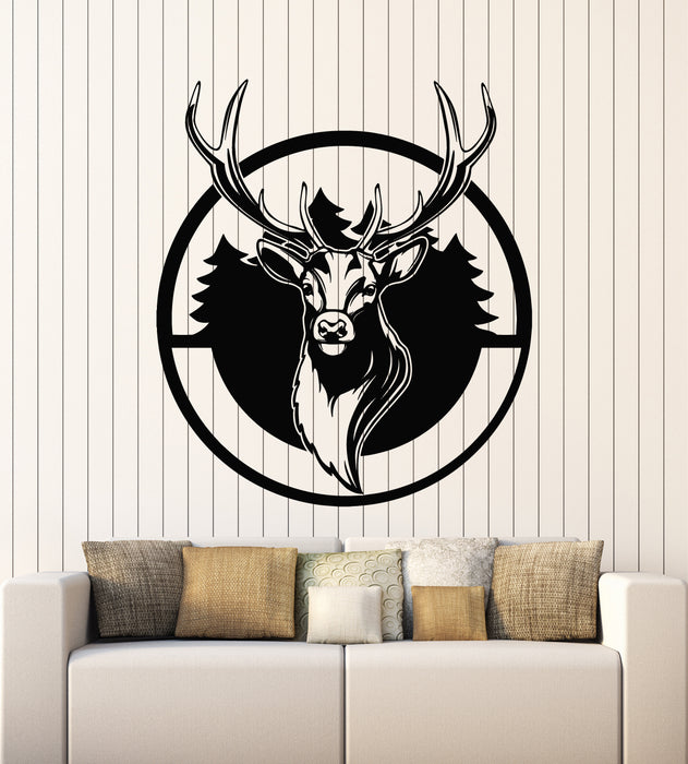 Vinyl Wall Decal Deer Horn Head Hunter Wild Animal Forest Stickers Mural (g5342)