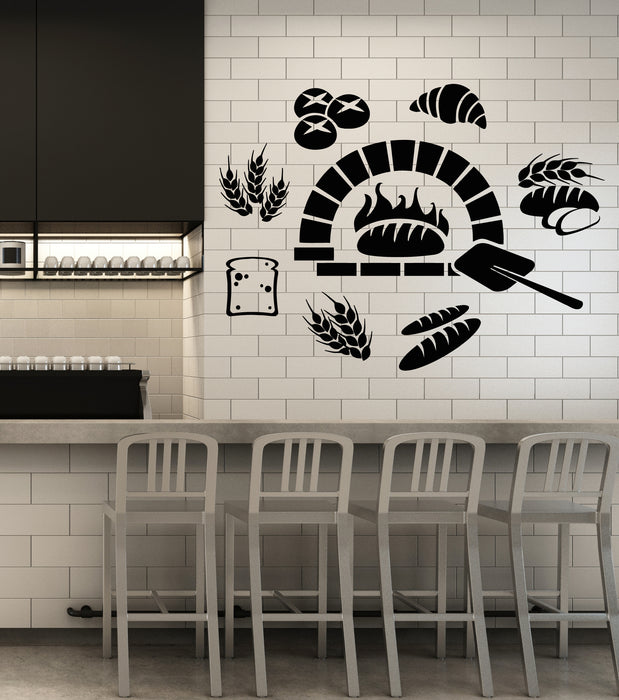 Vinyl Wall Decal Bakehouse Bakery Oven Fresh Bread Shop Stickers Mural (g5592)