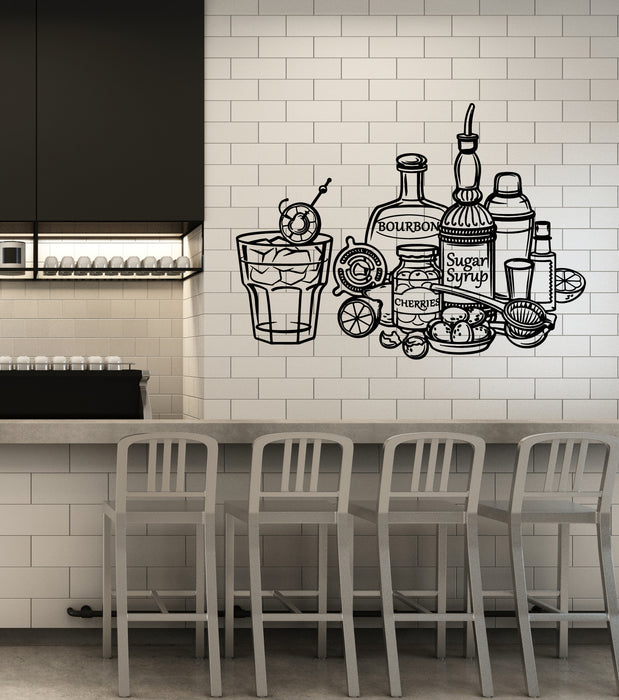 Vinyl Wall Decal Drinking Bottle Pub Alcohol Bar Cocktail Stickers Mural (g6187)