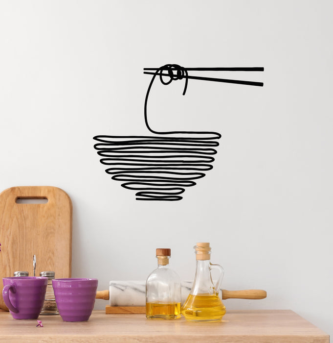 Vinyl Wall Decal Noodles Kitchen Cafe Abstract Plate Food Stickers Mural (g6425)