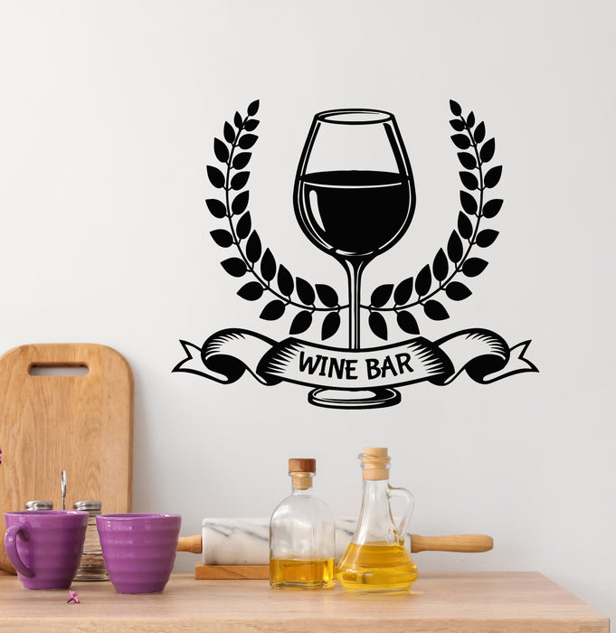 Vinyl Wall Decal Kitchen Wine Glass Bar Pub Dinner Room Stickers Mural (g6271)