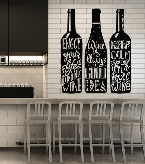 Vinyl Wall Decal Kitchen Quote Words Wine Bottle Bar Drinking Stickers Mural (g6908)