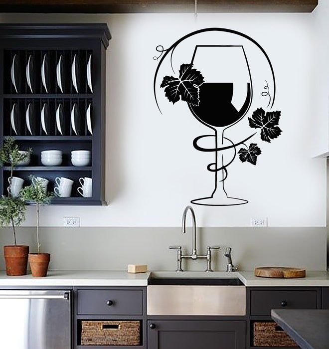 Vinyl Wall Decal Kitchen Wine Glass Restaurant Bar Drink Alcohol Stickers Mural (g4893)
