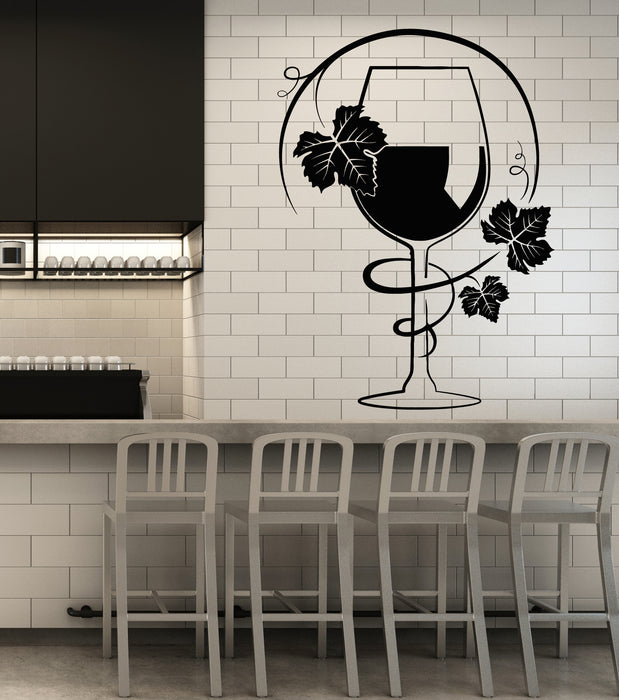 Vinyl Wall Decal Kitchen Wine Glass Restaurant Bar Drink Alcohol Stickers Mural (g4893)