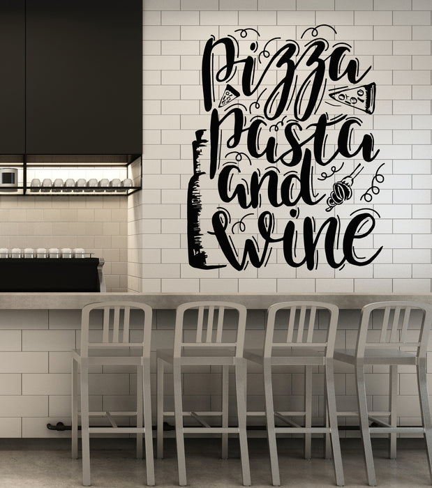 Vinyl Wall Decal Kitchen Words Pizza Pasta Wine Italy Restaurant Stickers Mural (g6976)