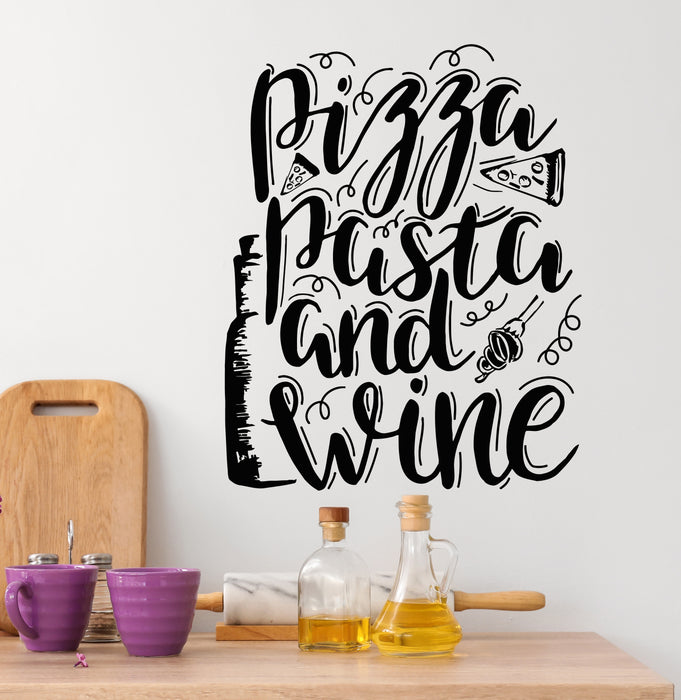 Vinyl Wall Decal Kitchen Words Pizza Pasta Wine Italy Restaurant Stickers Mural (g6976)