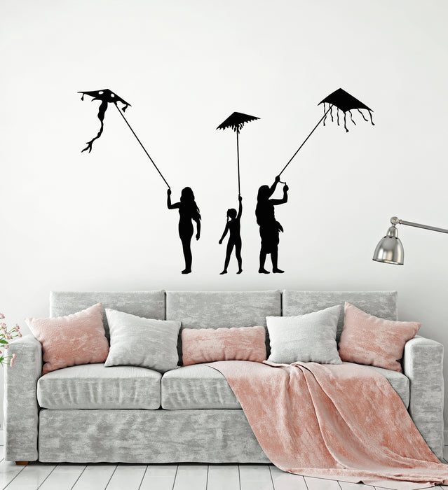 Vinyl Wall Decal Free Flying Kites Kids Silhouette Decor Stickers Mural (g4551)