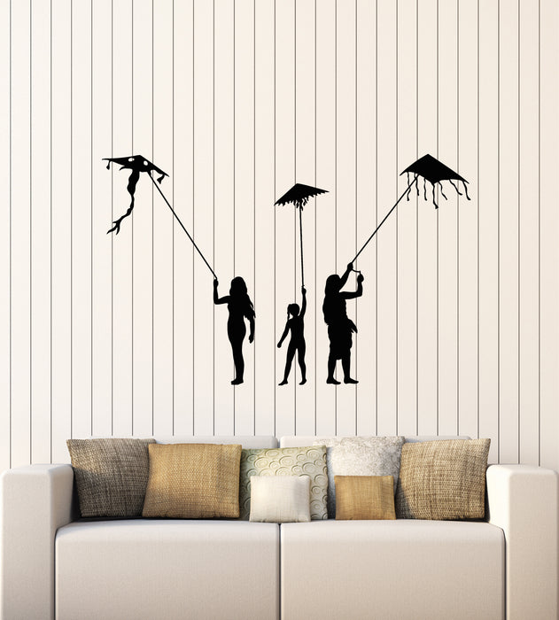 Vinyl Wall Decal Free Flying Kites Kids Silhouette Decor Stickers Mural (g4551)