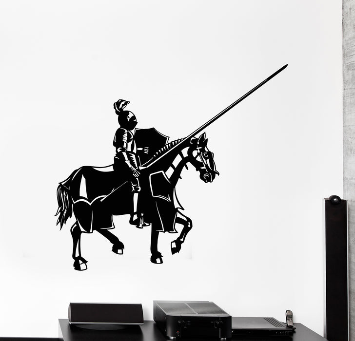 Vinyl Wall Decal Knight On Horseback Warrior Swords Middle Ages Stickers Mural (g610)