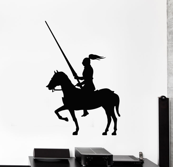 Vinyl Wall Decal Knight On Horse Armor Warrior Middle Ages Medieval Stickers Mural (g843)