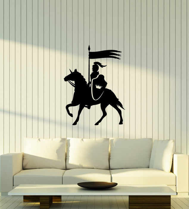 Autocollant mural en vinyle monté chevalier moyen-âge fils chambre intérieur art autocollants mural (ig5856)