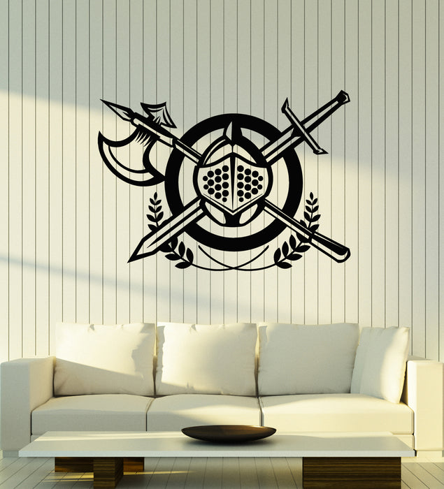 Vinyl Wall Decal Fighter Knight War Medieval Weapons Stickers Mural (g3203)