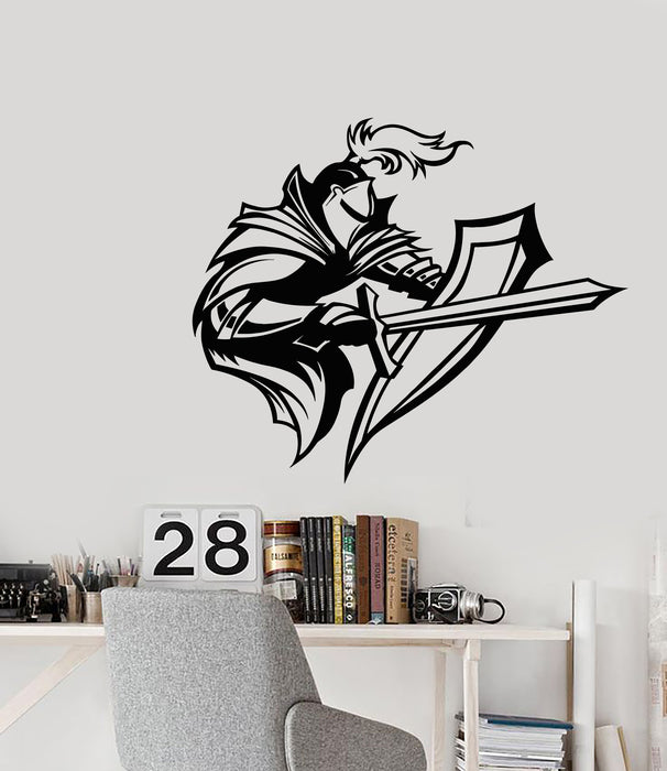 Vinyl Wall Decal Knight Sword Shield Warriors Middle Ages Stickers Mural (g6415)