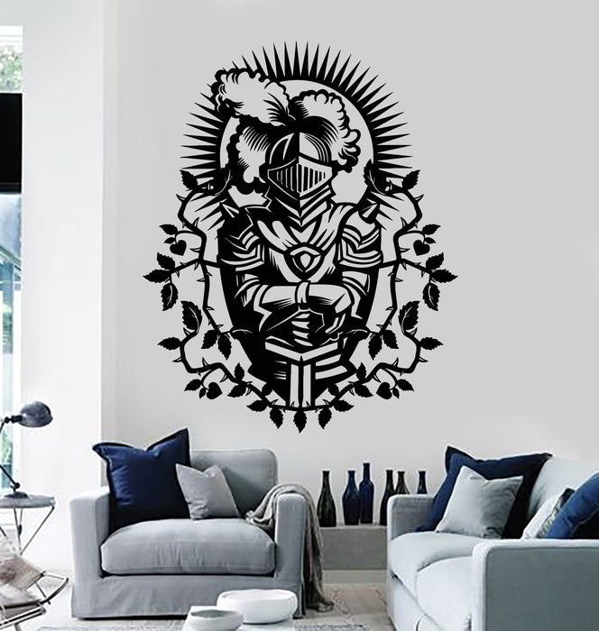 Autocollant mural en vinyle Guerrier médiéval Chevalier avec casque Autocollants pour chambre de garçons (g6484)