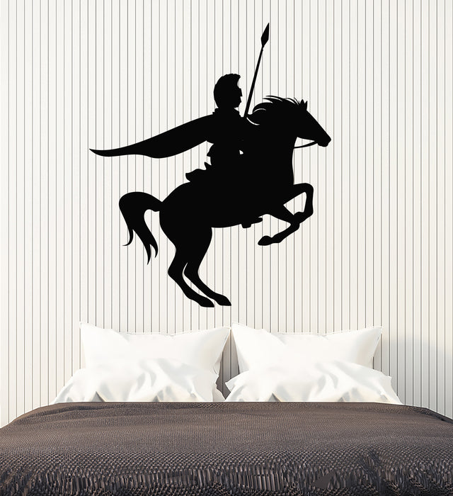 Vinyl Wall Decal Medieval Knight On Horse With Spear Decor Stickers Mural (g6585)