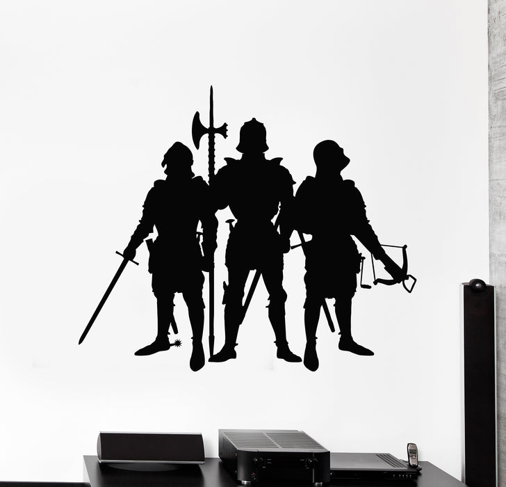 Vinyl Wall Decal Three Knights Combat Decor Medieval Warriors Stickers Mural (g7445)